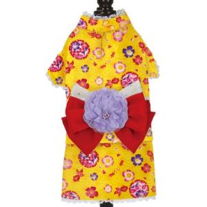Pet Queen　花金魚浴衣　イエロー　【ペットクイーン】　犬　服　ドッグ　ウェア