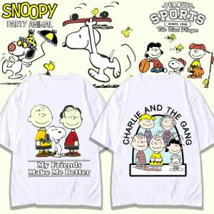 SNOOPY スヌーピー  Tシャツ ハーフパンツ 半ズボン 男女兼用 大人 子供 キッズ 子ども お揃い ペア 半袖シャツ 服｜bonjia