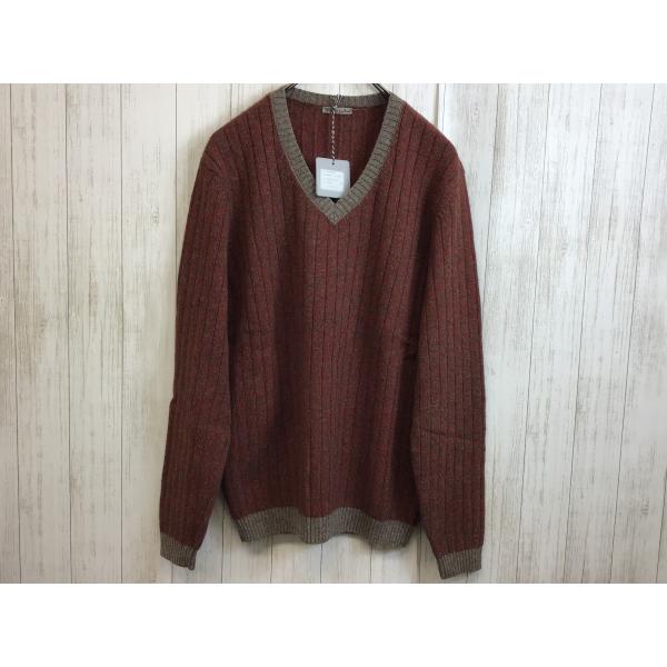 50％OFF　スティレラティーノ　ボルドー×グレー　Vネックニット　48サイズ　3SCOLLOV　2...