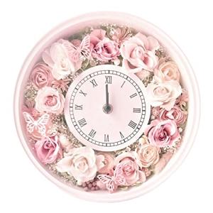 Lulu's ルルズ ふわふわピンクの花時計 プリザーブドフラワー ドライフラワー スワロフスキー サークル時計 プレゼント ギフト 記念日 サ