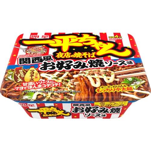明星 一平ちゃん夜店の焼そば 関西風お好み焼ソース味（ほんまコテコテ甘濃いソース、コク旨マヨネーズ、...