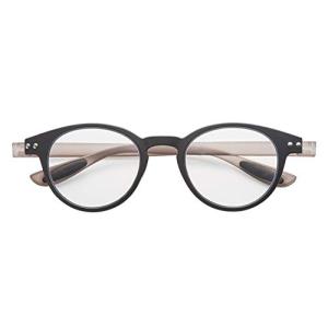 老眼鏡 ブルーライトカット 携帯 軽量 おしゃれ ボストン colorfulook ブラック*グレー 度数+1.50 (カラフルック 軽量 形状