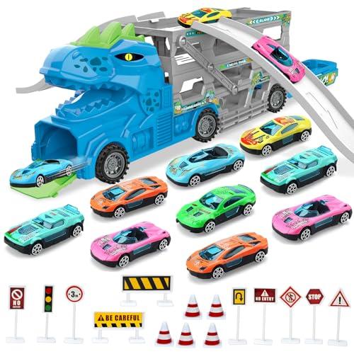 トラック おもちゃ 恐竜 トラック 車 おもちゃ 組み立て おもちゃ レール ミニカー トレーラー ...