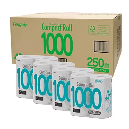 ケース販売丸富製紙コンパクト1000トイレットロール 再生紙 4Rシングル×4入