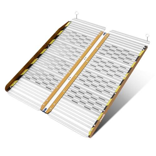 Ruedamann 車椅子 スロープ 長さ91cm 幅73cm 折りたたみスロープ 耐荷重300kg...