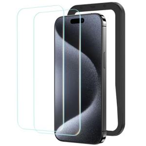 NIMASO ガラスフィルム iPhone15ProMax用 強化ガラス 保護フィルム ガイド枠付き 2枚セット アイフォン15プロマックス対応｜bonnenuit