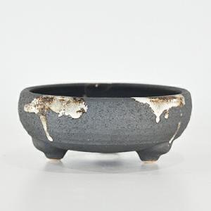 盆栽鉢 信楽焼 6号 鉄鉢 いぶし 幅18cm×高さ7.5cm