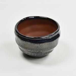 盆栽鉢 萬古焼 万古焼 天目 3号 丸変形鉢 鉢幅9.5cm 高さ6cm 陶器 ミニ盆栽 ミニ 手作...
