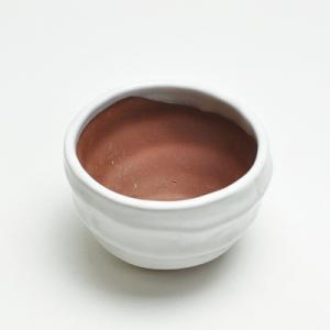 盆栽鉢 萬古焼 万古焼 白 3号 丸変形鉢 鉢幅9.5cm 高さ6cm 陶器 ミニ盆栽 ミニ 手作り...