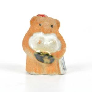 盆栽飾り 豆たぬき 母ちゃん 茶 幅3cm 高4cm 信楽焼 たぬき ミニ盆栽 陶器 置物 盆栽装飾...