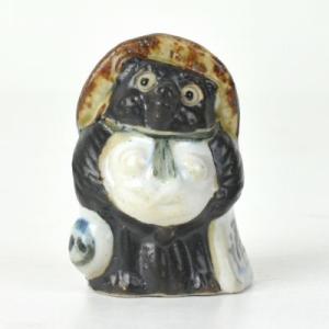 盆栽 飾り 豆たぬき 父ちゃん 黒 幅3.5cm 高さ4.5cm 信楽焼 たぬき ミニたぬき ミニ盆...
