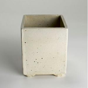 盆栽鉢 白3.5号 正角ケンガイ 幅約9cm×高さ約11cm 陶器