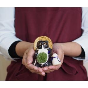 盆栽 家族たぬきの苔盆栽 4体セット 陶器 置...の詳細画像4