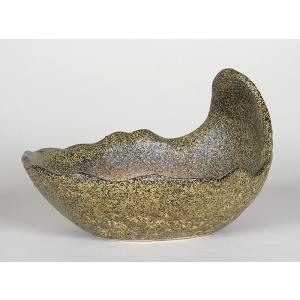 盆栽鉢 裕士外縁下紐長方鉢 植木鉢 常滑 中野裕士 泥鉢 焼締 紫泥 12号