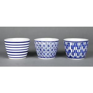 南京絵付鉢3点セット 盆栽鉢 植木鉢 盆器 pot bonsaipot 中国鉢 磁器物