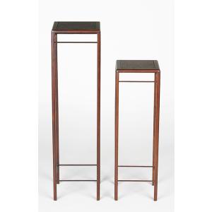 盆栽飾り卓 盆栽飾り台 「正方高卓2点セット（大・中）」 お得なセット販売 盆栽卓 盆栽台 花台 正...