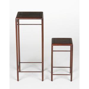 盆栽飾り卓 盆栽飾り台 「正方高卓2点セット（小・ミニ）」 お得なセット販売 盆栽卓 盆栽台 花台 ...