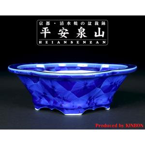 盆栽鉢 植木鉢 「平安泉山辰砂釉星結晶楕円鉢」 山草鉢 清水焼 京焼