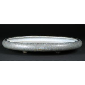 盆栽鉢 植木鉢 「紫泥外縁雲足長方鉢」 陶器 5号 16cm 焼締 尚古堂型
