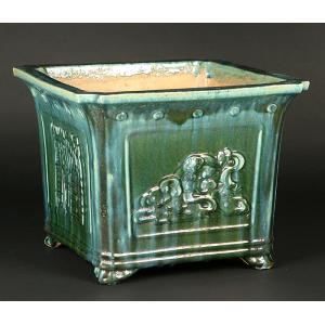 盆栽鉢 紫泥外縁木瓜式鉢 朱泥 植木鉢 中国鉢 泥鉢 陶器 6号 19cm