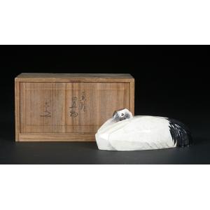 清水六兵衛作 陶器製添景「鶴」