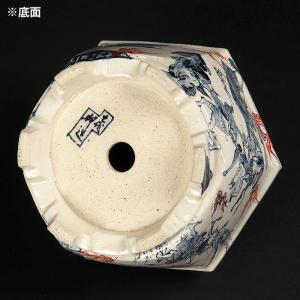 七代渋草柳造染付百鬼夜行図六角鉢 盆栽鉢 植木...の詳細画像4