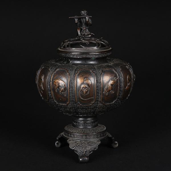 盆栽用添景 添配 「銅製香炉」 添え 添え物 盆栽飾り フィギュア 盆栽席飾り 現品限り