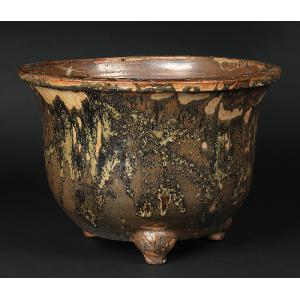 盆栽鉢 鍋島焼染付胴紐丸鉢 植木鉢 蘭鉢 伊万里 ナベシマ 呉須 8号