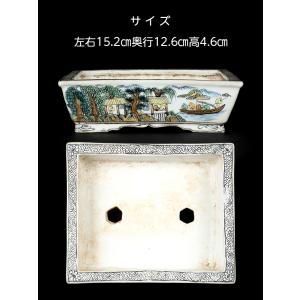 盆栽鉢 雄山色絵・赤絵長方鉢一対 ユウザン 5...の詳細画像1
