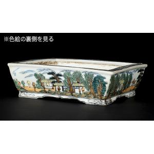 盆栽鉢 雄山色絵・赤絵長方鉢一対 ユウザン 5...の詳細画像5