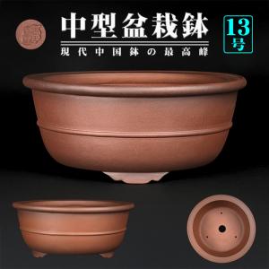 盆栽鉢 紫泥外縁胴紐楕円鉢 植木鉢 中国鉢 張氏製陶 落款あり 15