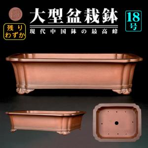 盆栽鉢 紫泥外縁胴紐楕円鉢 植木鉢 中国鉢 張氏製陶 落款あり 15号