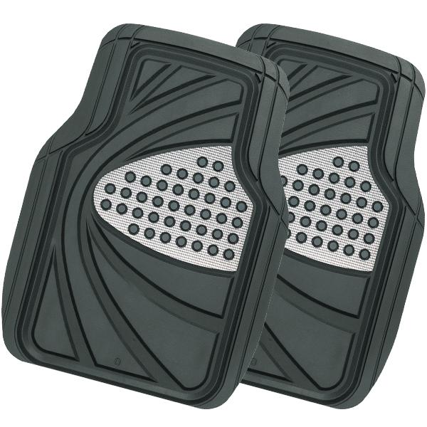 防水 フロアマット 車 カー ラバー デザイン マット トレイ 前席用 運転席 助手席 兼用 約48...