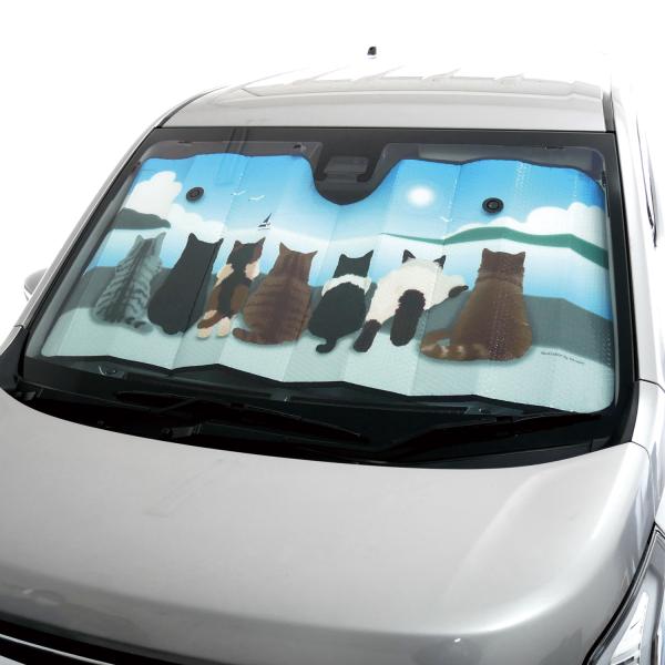 サンシェード 車 くるま 日よけ パーキング フロント ガラス 猫好き おすすめ FN 海辺の猫2 ...