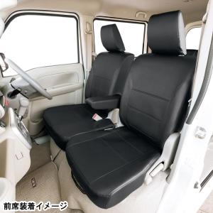 シートカバー 軽自動車 DA17W H27.2- スズキ エブリィ ワゴン 専用 M4-47 ブラック レザー ブラックステッチ ソフトレザーR 車1台分 フルセット 449713｜bonsan