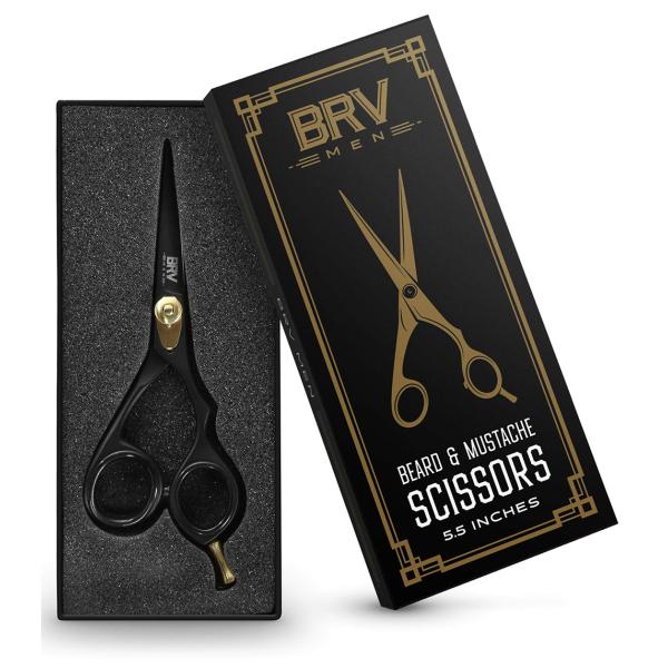 BRV MEN  男性用 メンズ はさみ フェイシャル用【ブラック】 (眉毛 ひげ 鼻毛 ムダ毛 顔...