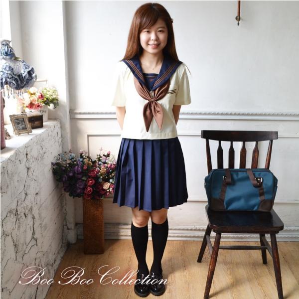 セーラー服  正統派 制服 女子高生 通学 学生 中学 ネイビー 紺 夏服　JK0544