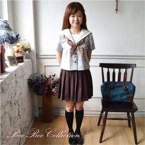 セーラー服  正統派 制服 女子高生 通学 学生 中学 ネイビー 紺 夏服　JK0547A｜boo-colle