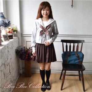 セーラー服 正統派 制服 女子高生 通学 学生 中学 ネイビー 紺 　JK0547B｜boo-colle