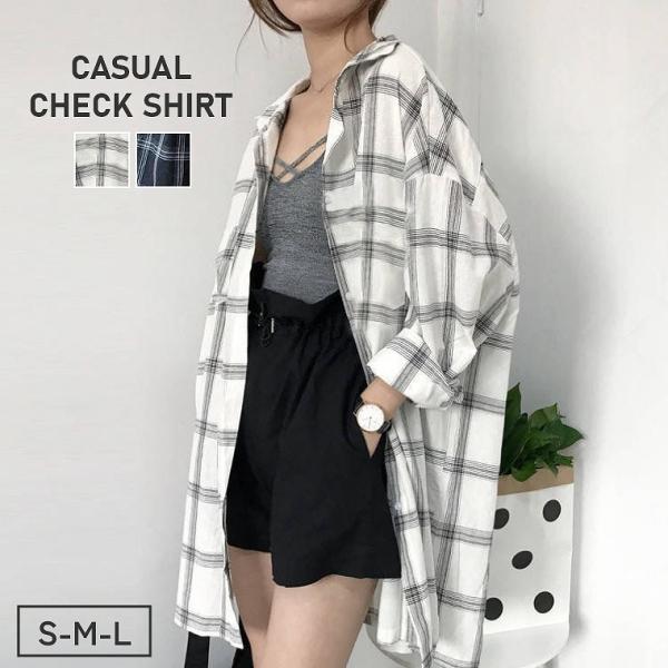 ロングシャツ レディース 春 長袖 チェック チェック柄 大きいサイズ シャツワンピース ロングシャ...