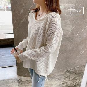 ニットパーカー トップス レディース 透かし編みニットパーカー 羽織り カーディガン サマーニット 透かし編み 透かし フード プルオーバー ホワイト 白