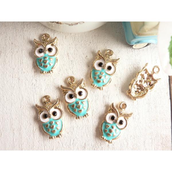 チャーム　ふくろう　5個入  グリーン　フクロウ　　ペンダントヘッド　ファスナートップ　手芸　パーツ...