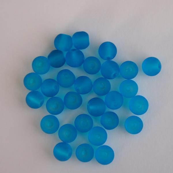 ビーズ　4mm　ガラス　ターコイズ　艶消しラウンドガラス　30個　　GL7091933-30　＃50...