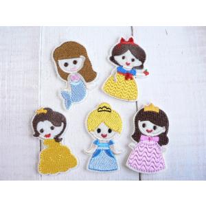 ワッペン　プリンセス　アイロンワッペン　5枚セット　お姫様　シンデレラ　　　#932