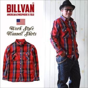 ネルシャツ BILLVAN マドラスチェック ヘビーフランネルシャツ RED CHECK ビルバン カジュアルシャツ メンズ アメカジ