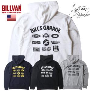 BILLVAN GARAGE メニ―ロゴ ライトオンス ミニ裏毛スウェット フルZIPパーカー ビルバン アメカジ｜boogiestyle