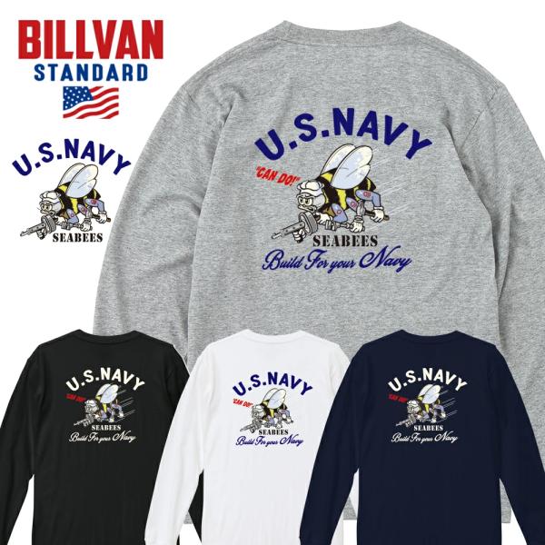 BILLVAN ミリタリー SEABEES U.S NAVYロングTシャツ ロンT アメカジ