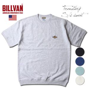【SALE】BILLVAN フレンチテリー ワンポイント青ワッペン 裏パイル 半袖ライト・スウェット メンズ アメカジ