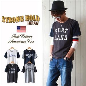 STRONG HOLD ヴィンテージ配色ボディ スラブコットン アメカジTシャツ メンズ アメカジ