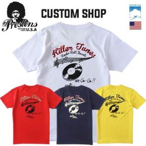 PRESTONS カスタムショップ 50’sチェーン刺繍プリント Killer Tunes アメカジＴシャツ P0413 メンズ アメカジ